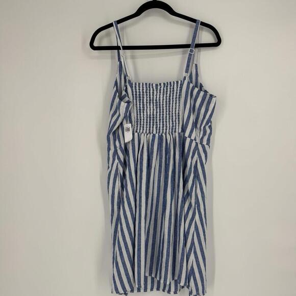 Old Navy dress XL blue white striped linen mini beachy coastal summer nautical - Picture 7 of 7